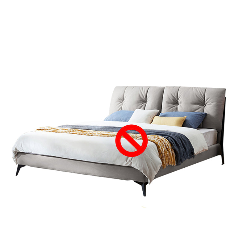 40.55" High Gray Standard Bed with Upholstered Headboard Mattress Included Wood