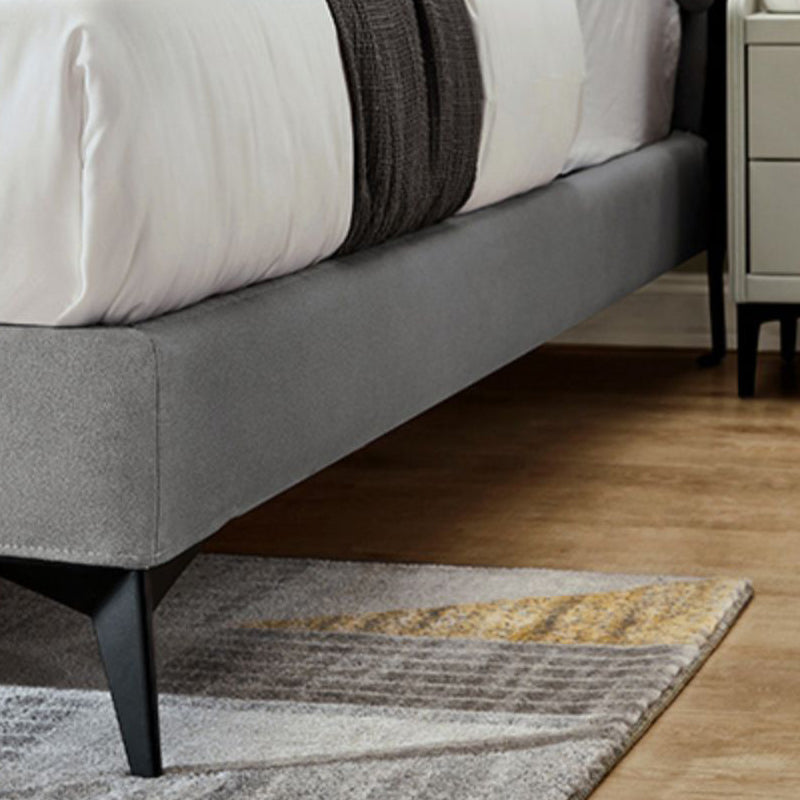 40.55" High Gray Standard Bed with Upholstered Headboard Mattress Included Wood