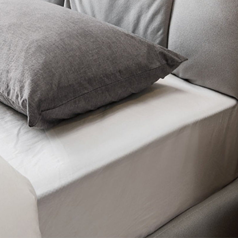 40.55" High Gray Standard Bed with Upholstered Headboard Mattress Included Wood