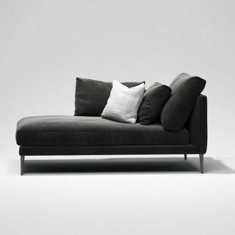 One Armed Contemporary Chaise Rolled Arms with Legs for Living Room