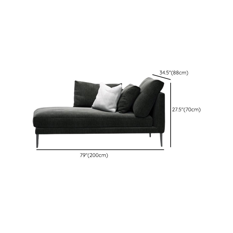 One Armed Contemporary Chaise Rolled Arms with Legs for Living Room
