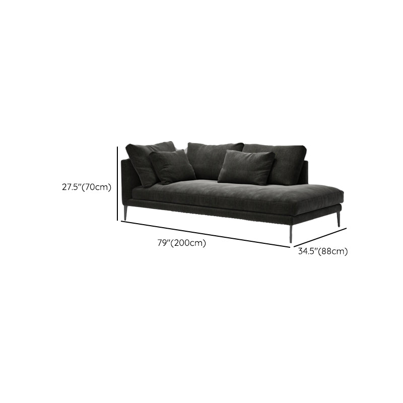 One Armed Contemporary Chaise Rolled Arms with Legs for Living Room
