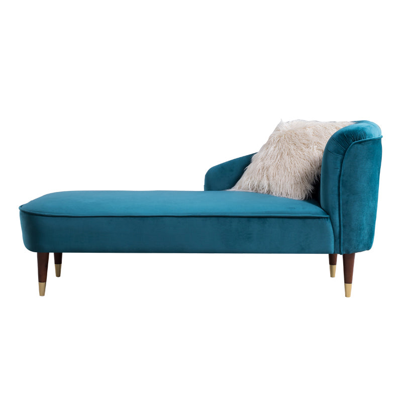 Wood One Armed Glam Chaise Rolled Arms with Legs for Living Room