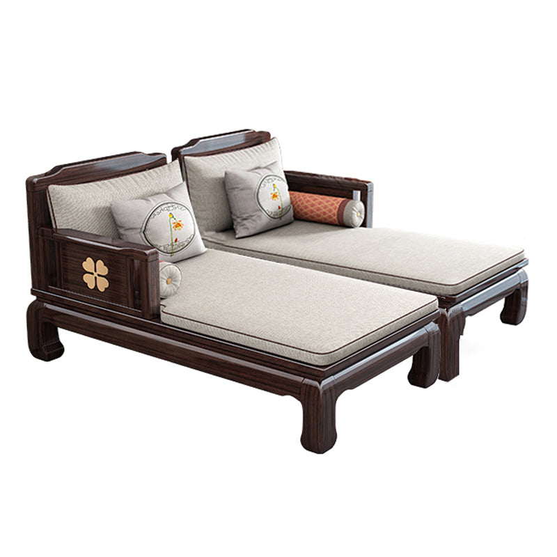 Traditional Brown with Arms Chaise Wood for Bedroom Living Room