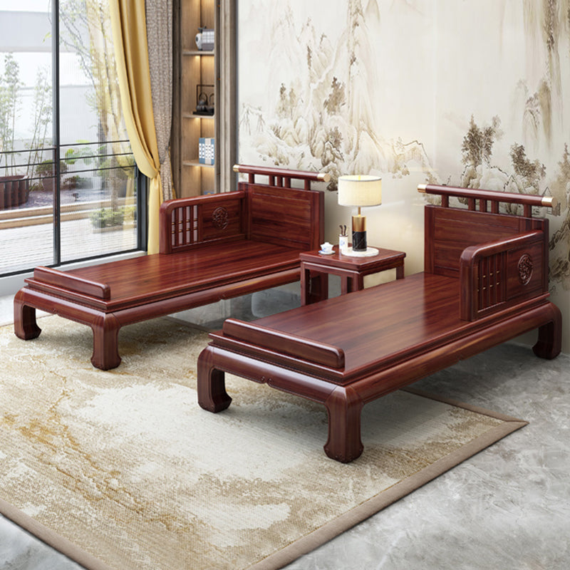 Traditional with Arms Wooden Chaise with Pillow Round Arms for Living Room