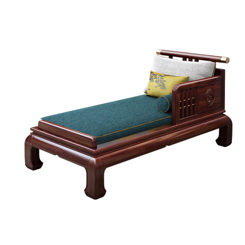 Traditional with Arms Wooden Chaise with Pillow Round Arms for Living Room