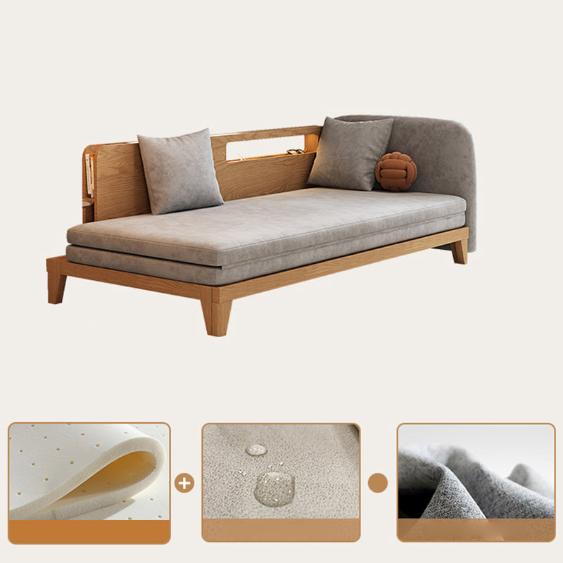 Solid Wood Removable Scandinavian Sleeper Sofa Bed in Grey Finish