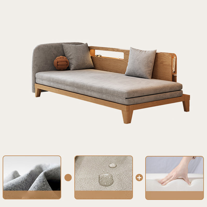 Solid Wood Removable Scandinavian Sleeper Sofa Bed in Grey Finish