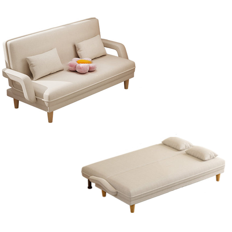 Scandinavian Removable Cushions Fabric Square Arms Futon Sleeper Sofa Bed