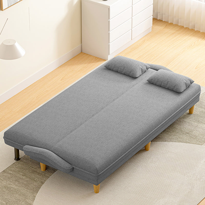 Scandinavian Removable Cushions Fabric Square Arms Futon Sleeper Sofa Bed