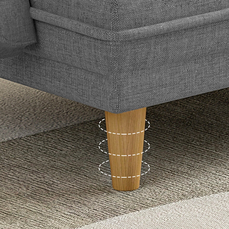 Scandinavian Removable Cushions Fabric Square Arms Futon Sleeper Sofa Bed