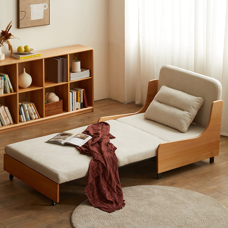 Scandinavian Solid Wood Removable Futon Sleeper Sofa Pillow Included