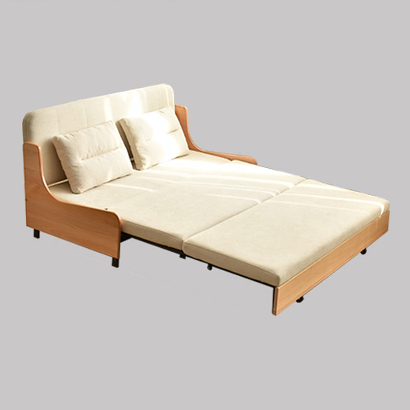 Scandinavian Solid Wood Removable Futon Sleeper Sofa Pillow Included