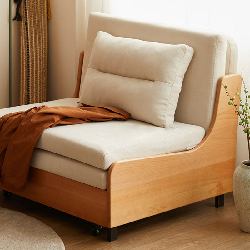 Scandinavian Solid Wood Removable Futon Sleeper Sofa Pillow Included