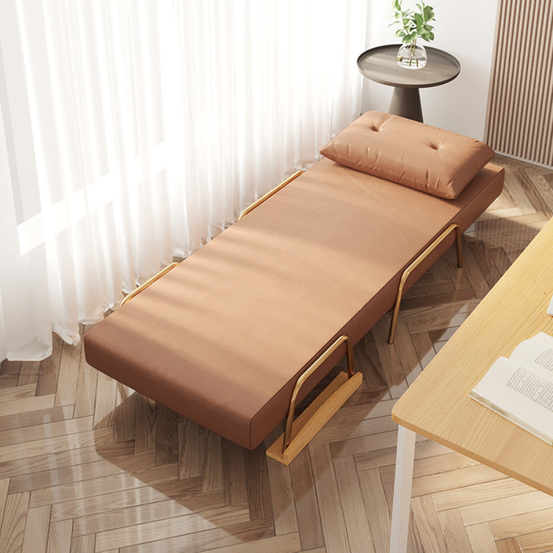 Glam Faux leather Futon Sleeper Sofa in Orange Pillow Included