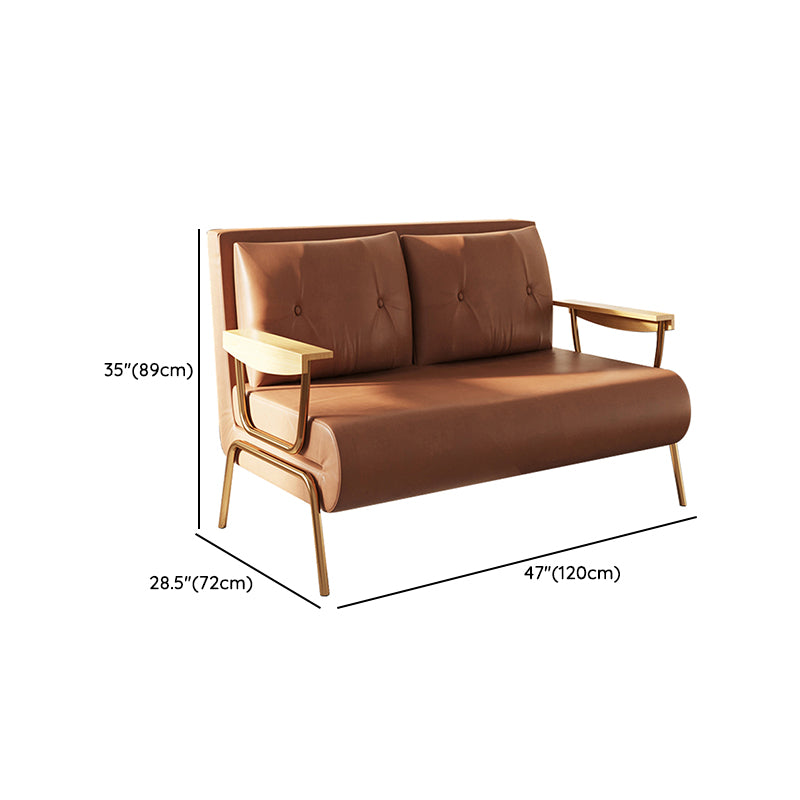 Glam Faux leather Futon Sleeper Sofa in Orange Pillow Included