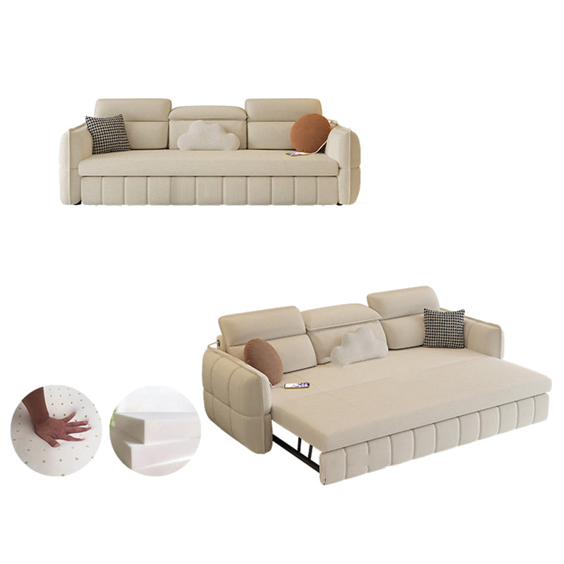 Modern & Contemporary Faux leather Upholstered Futon Sofa Bed in White