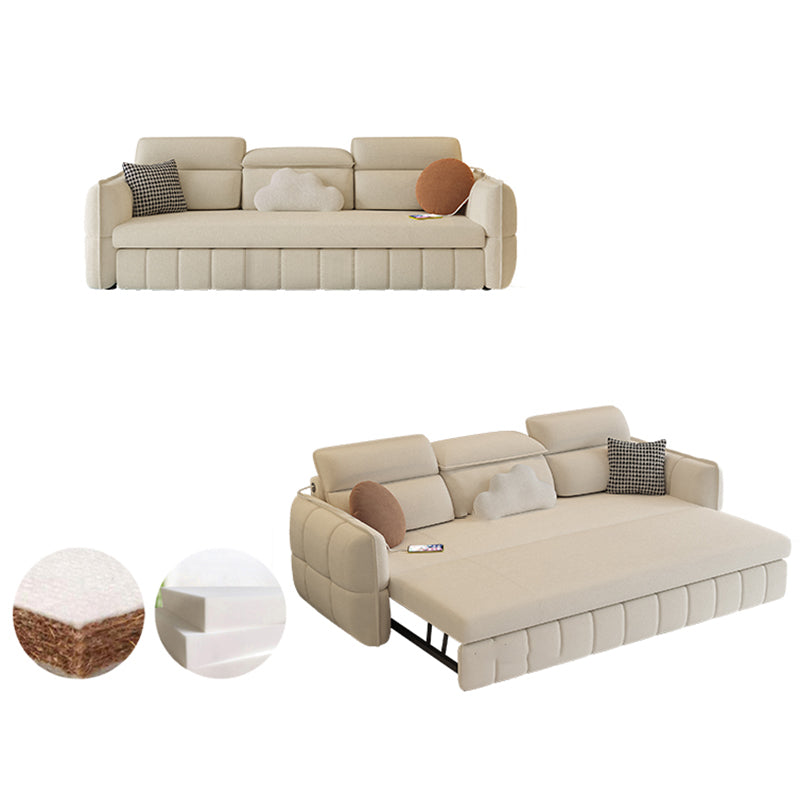 Modern & Contemporary Faux leather Upholstered Futon Sofa Bed in White