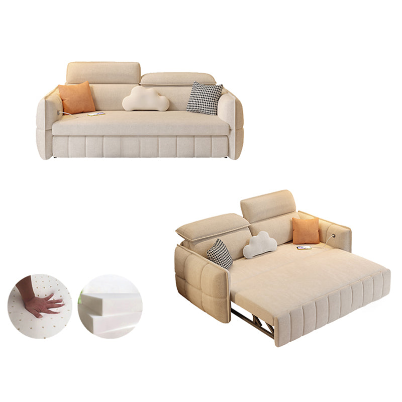 Modern & Contemporary Faux leather Upholstered Futon Sofa Bed in White