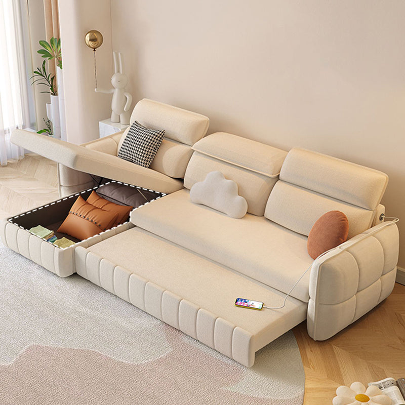 Modern & Contemporary Faux leather Upholstered Futon Sofa Bed in White