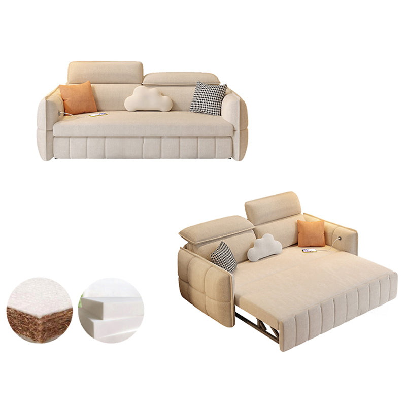 Modern & Contemporary Faux leather Upholstered Futon Sofa Bed in White