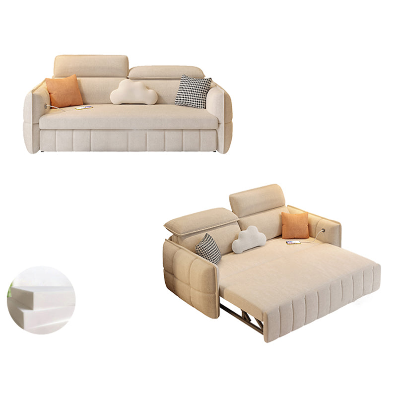 Modern & Contemporary Faux leather Upholstered Futon Sofa Bed in White