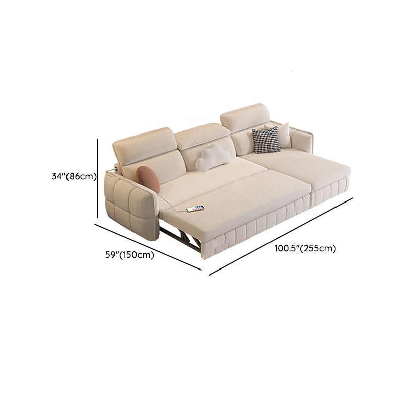 Modern & Contemporary Faux leather Upholstered Futon Sofa Bed in White