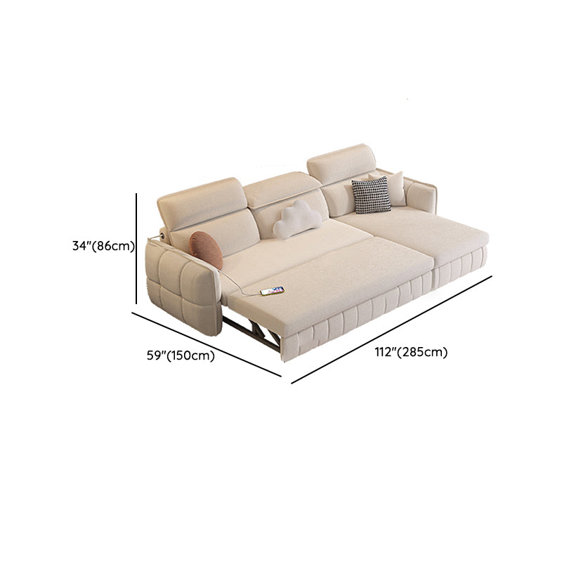 Modern & Contemporary Faux leather Upholstered Futon Sofa Bed in White