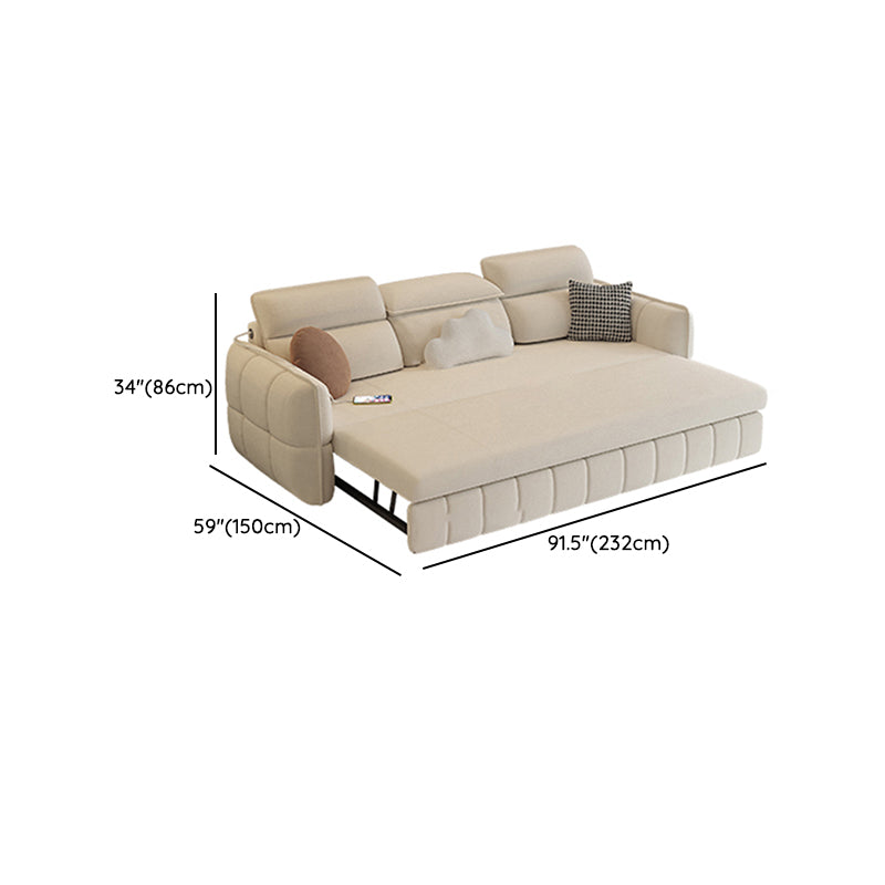 Modern & Contemporary Faux leather Upholstered Futon Sofa Bed in White