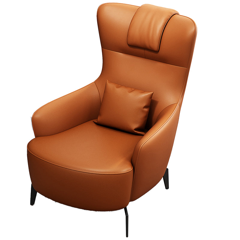 Contemporary Orange Accent Armchair with Solid Wood Frame and Metal Legs