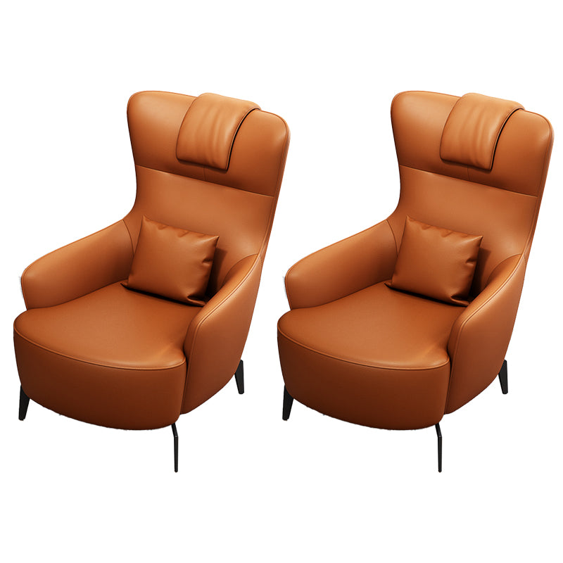 Contemporary Orange Accent Armchair with Solid Wood Frame and Metal Legs