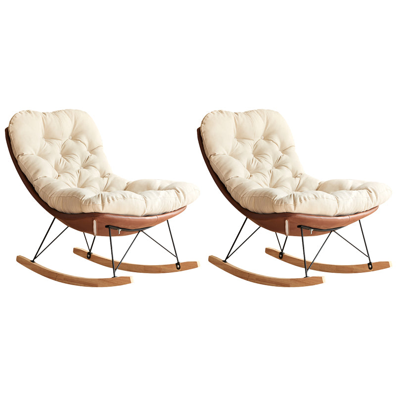 Scandinavian Parsons Chair with Beige Tufted Back and Sled Base