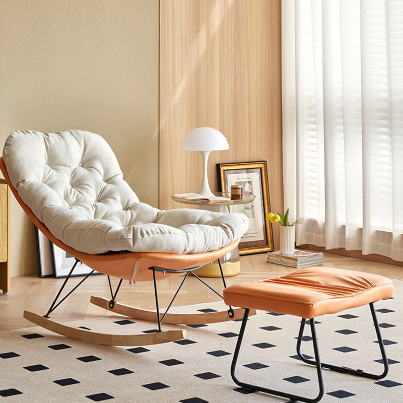 Scandinavian Parsons Chair with Beige Tufted Back and Sled Base