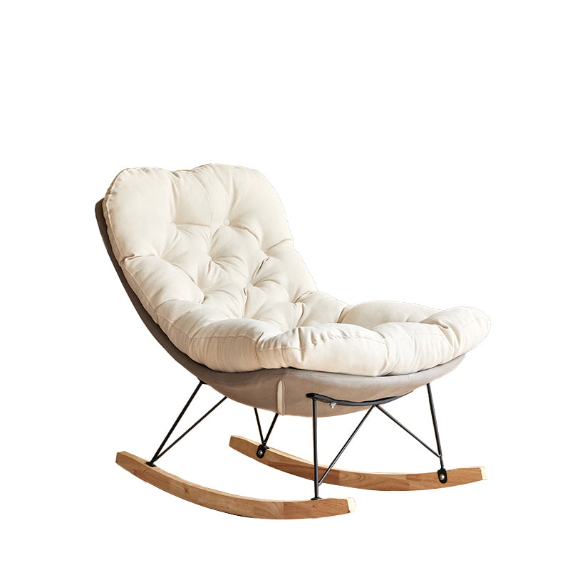 Scandinavian Parsons Chair with Beige Tufted Back and Sled Base