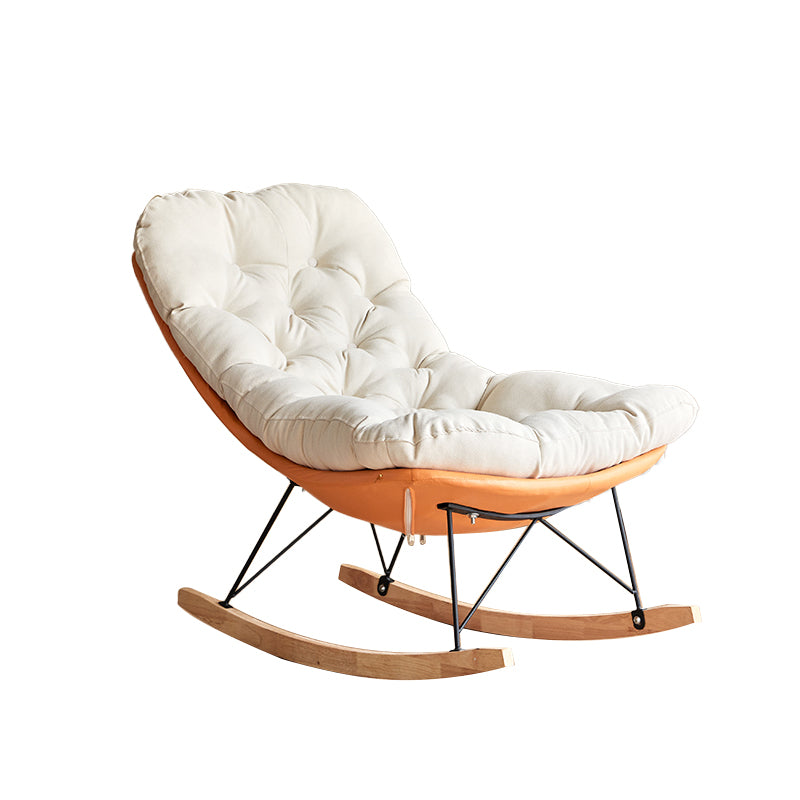 Scandinavian Parsons Chair with Beige Tufted Back and Sled Base