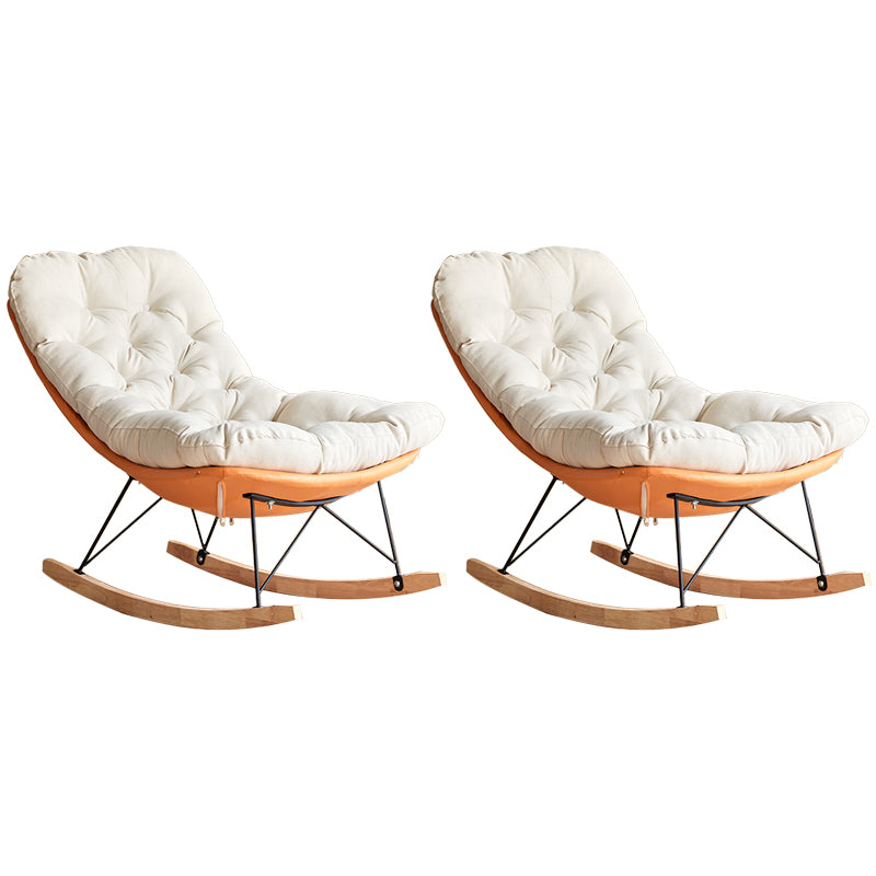 Scandinavian Parsons Chair with Beige Tufted Back and Sled Base