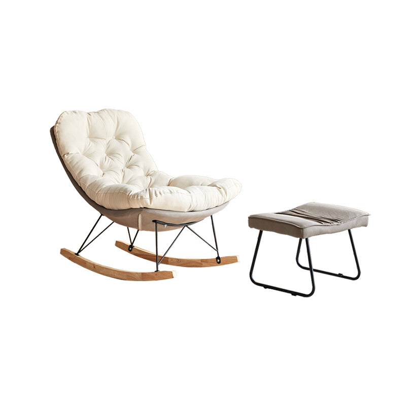 Scandinavian Parsons Chair with Beige Tufted Back and Sled Base