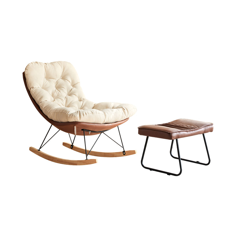 Scandinavian Parsons Chair with Beige Tufted Back and Sled Base