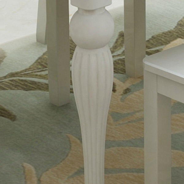 Modern White Rectangular Glass Top Dining Table with Solid Wood Legs