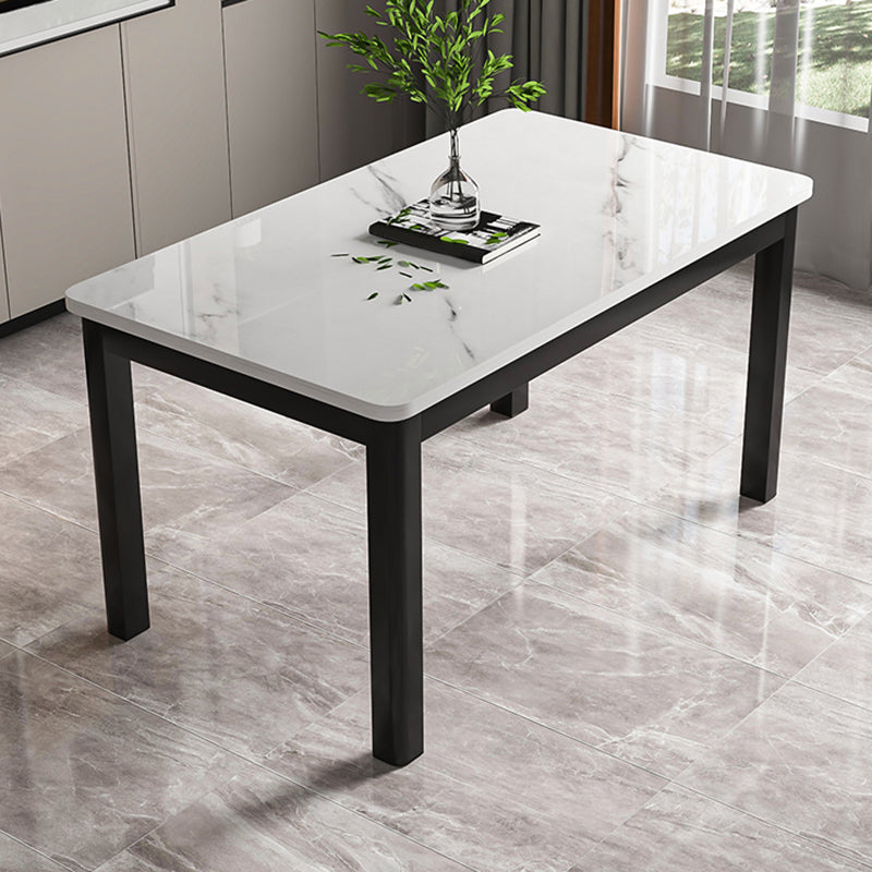Modern Rectangular Glass Top Dining Table with White and Black 4 Foot