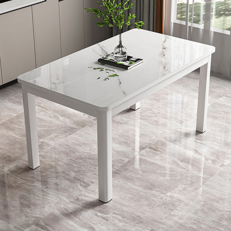 Modern Rectangular Glass Top Dining Table with White and Black 4 Foot