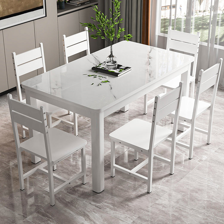 Modern Rectangular Glass Top Dining Table with White and Black 4 Foot