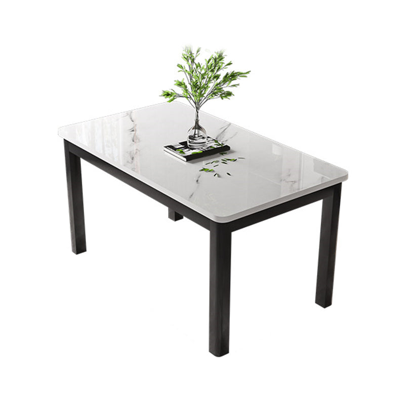 Modern Rectangular Glass Top Dining Table with White and Black 4 Foot