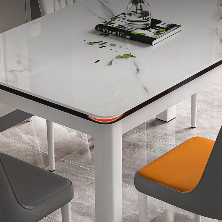 Modern Rectangular Glass Top Dining Table with White and Black 4 Foot