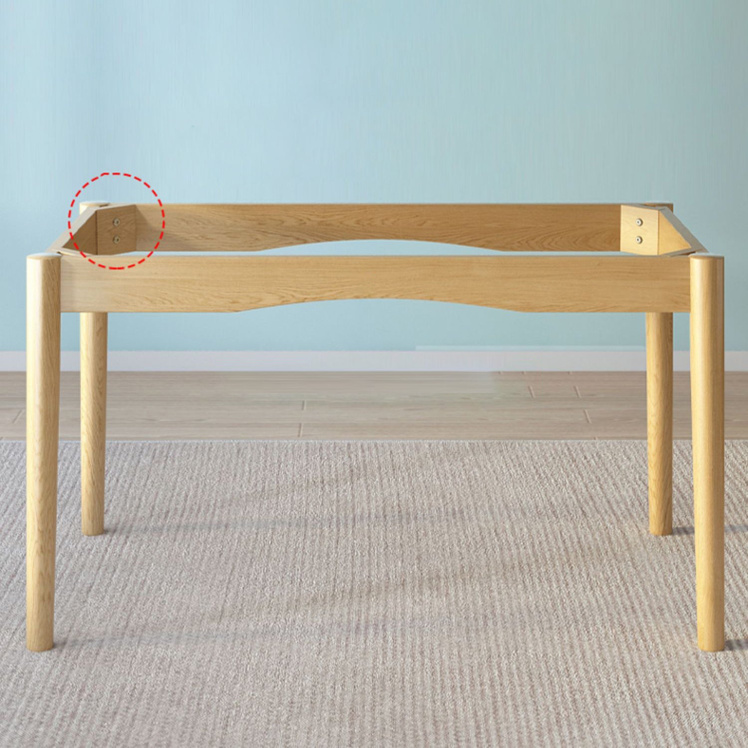 Modern White Rectangle Stone Dining Table with 4 Solid Wood Foot