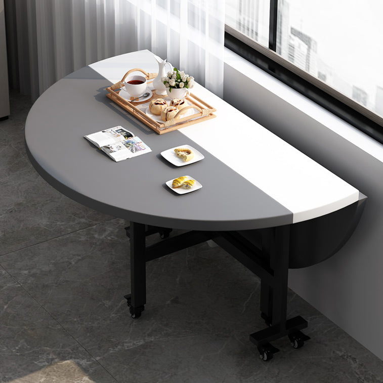 Contemporary Round Wooden Dining Table with Double Drop Leaf
