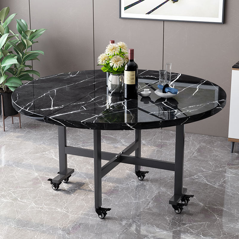 Modern Round Easy Folding Wooden Dining Table with Double Drop Leaf