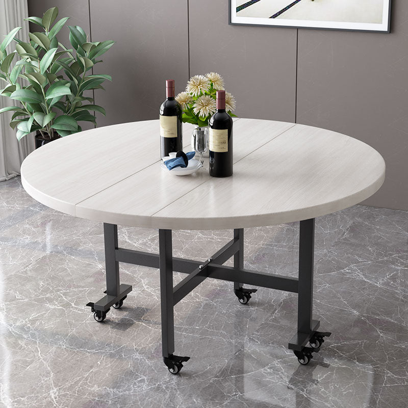 Modern Round Easy Folding Wooden Dining Table with Double Drop Leaf