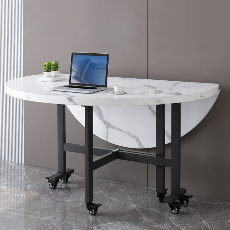 Modern Round Easy Folding Wooden Dining Table with Double Drop Leaf