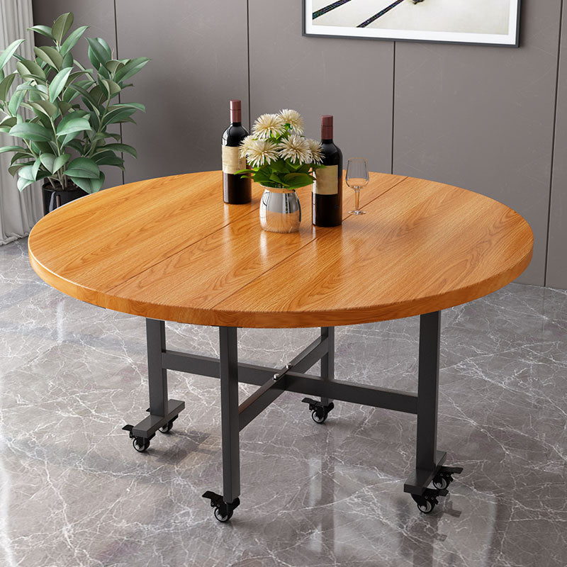 Modern Round Easy Folding Wooden Dining Table with Double Drop Leaf